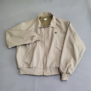 VTG John Deere Khaki Full Zip Jacket Made In USA Men's XL Embroidered Logo